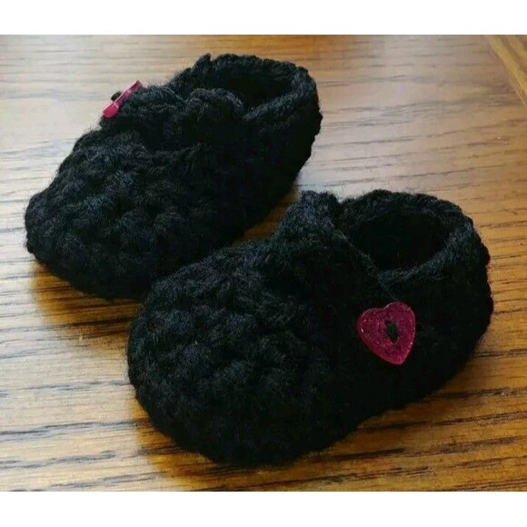 shoes Newborn New Girls Leia Allen Mary Jane Baby Booties Handmade crochete - Picture 2 of 2